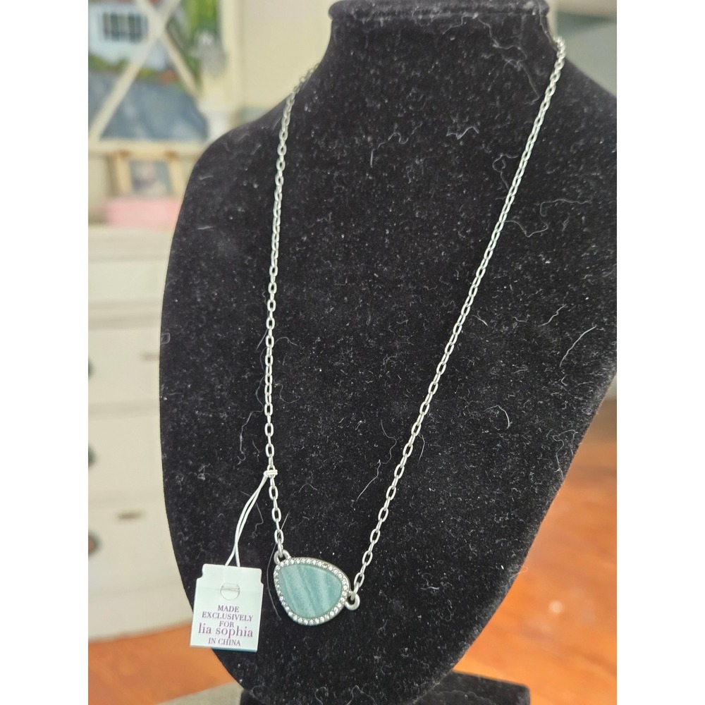 Lia Sophia "Ocean Splash" Necklace Aqua Genuine Amazonite - Picture 1 of 4